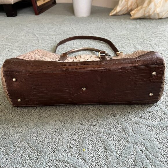 Brahmin Croc-Embossed Tote in Cream and Brown - Picture 6 of 11
